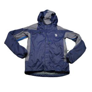 Loki Gear Storm Shell Jacket Navy Full Zip Pockets Pro Cuff Hood Men Small